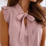Polka dot tie up blouse