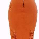 Orange Demin distressed skirt