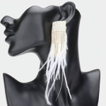 Feather Crystal Earrings/White