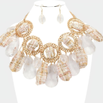 Cream Chunky Tweed Layer Necklace Set