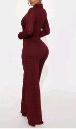 Lace-up Long Sleeve Top and Pants Set - Image 2